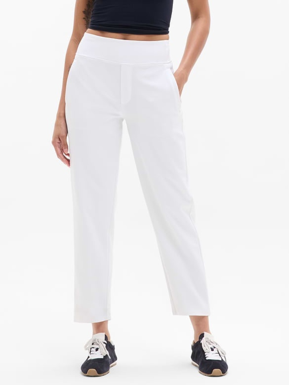 Athleta Endless Pant White Petite 12P Stretch Straight Leg Minimalist Clean Girl